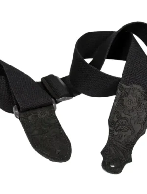 Franklin - 2" Black Cotton / Embossed Black Suede End Tab