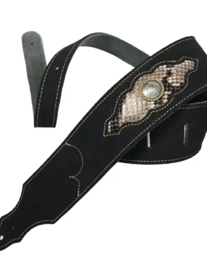 Franklin - 2.5" Black Suede & Snakeskin / Concho