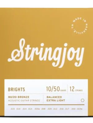 Stringjoy - (10-50) Brights - 12 String 80/20 Bronze Acoustic Guitar Strings