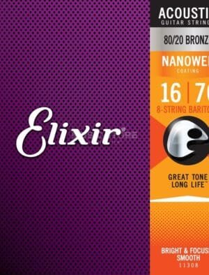 Elixir Nanoweb 80/20 Bronze Baritone 6-String 16-70