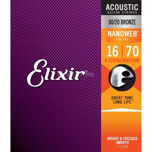 Elixir Nanoweb 80/20 Bronze Baritone 6-String 16-70