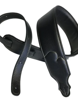 Franklin - 2.5" Padded Black Leather / Natural Stitch
