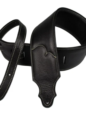 Franklin - 3" Padded Black Leather / Natural Stitch