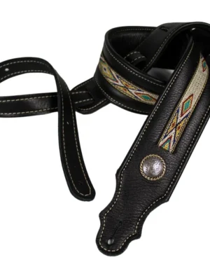 Franklin - 2" Padded Black Leather / Nat Hitch Weave / Concho
