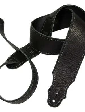 Franklin - 2" Black Leather / Silver Stitch / Leatherette Backing