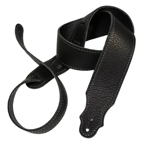 Franklin - 2" Black Leather / Silver Stitch / Leatherette Backing