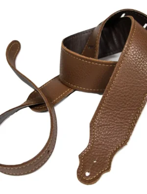 Franklin - 2" Caramel Leather / Gold Stitch / Leatherette Backing