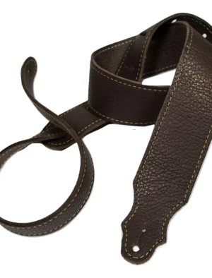 Franklin - 2" Choc Leather / Gold Stitch / Leatherette Backing