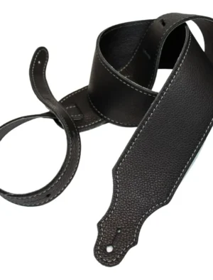 Franklin - 2.5" Black Leather / Silver Stitch / Leatherette Backing