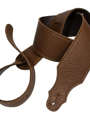 Franklin - 2.5" Caramel Leather / Gold Stitch / Leatherette Backing