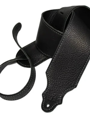Franklin - 3" Black Leather / Silver Stitch / Leatherette Backing