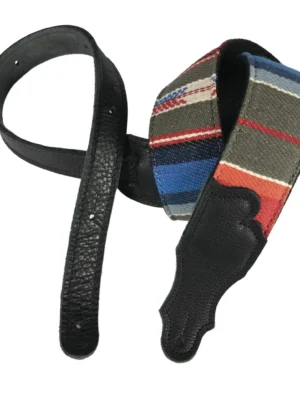 Franklin - 2" Saddle Blanket / Black Cotton Backing / Black Leather End Tab / Blue Stripe