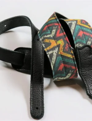Franklin - 2" Grunge Multi Coloured / Black Cotton Backing / Black Leather End Tab