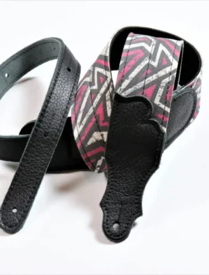 Franklin - 2" Grunge Pink / Black Cotton Backing / Black Leather End Tab
