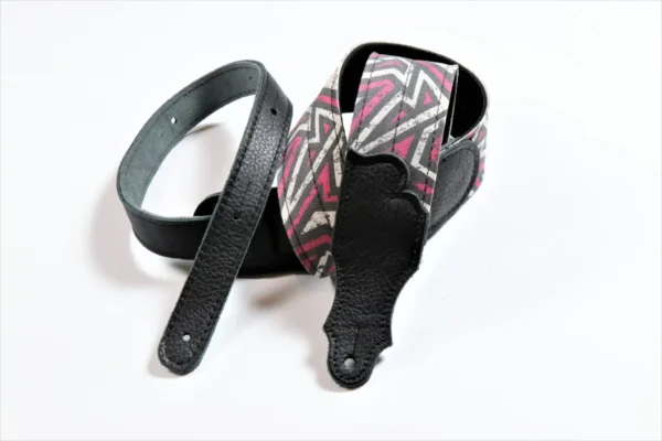 Franklin - 2" Grunge Pink / Black Cotton Backing / Black Leather End Tab