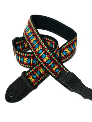 Franklin - 2" Dot Retro Folk Weave / Black Leather End Tab