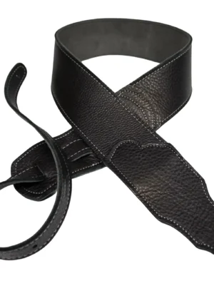 Franklin - 2.5" Black Glove Leather / Silver Stitching