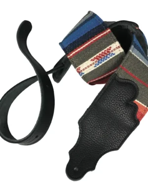 Franklin - 3" Saddle Blanket / Suede Back / Black Leather End Tab / Blue Stripe