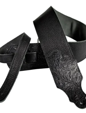 Franklin - 3" Black Glove Leather / Black Tooled End Tab