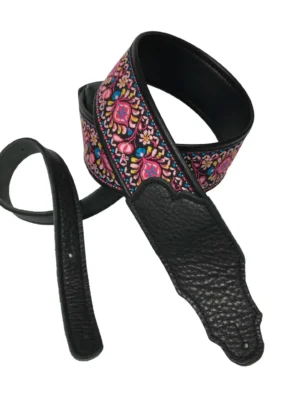 Franklin - 2.5" Pink Retro Dlx Jacquard / Leatherette Backing / Leather End Tab