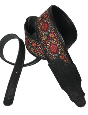 Franklin - 2.5" Red/Bronze Retro Dlx Jacquard / Leatherette Backing / Leather End Tab