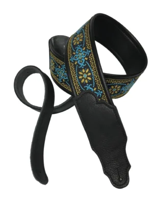 Franklin - 2.5" Turquoise Retro Dlx Jacquard / Leatherette Backing / Leather End Tab