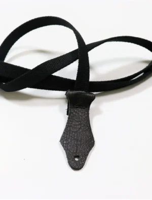 Franklin - 5/8" Black Cotton Ukulele Strap / Black Leather End