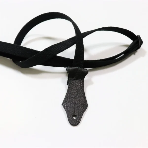 Franklin - 5/8" Black Cotton Ukulele Strap / Black Leather End