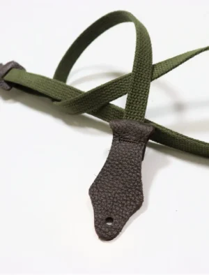 Franklin - 5/8" Olive Cotton Ukulele Strap / Chocolate Leather End