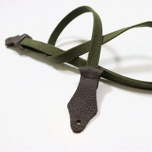 Franklin - 5/8" Olive Cotton Ukulele Strap / Chocolate Leather End