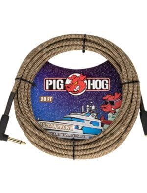 Pig Hog Tuscan Brown 20ft Instrument Cable Right Angle