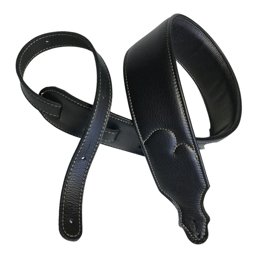 Franklin - 2.5" Padded Black Leather / Natural Stitch
